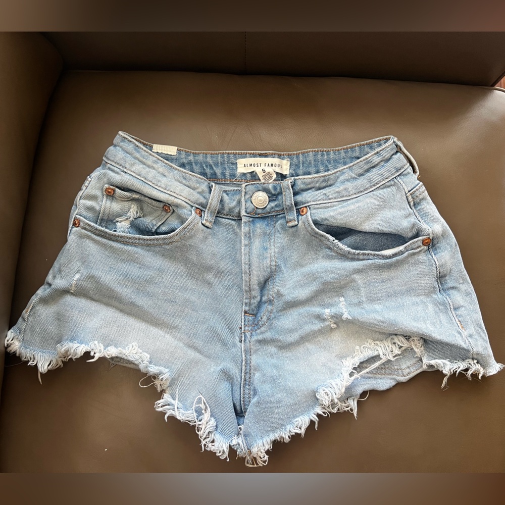 Almost Famous Light Blue Frayed Jean Shorts
